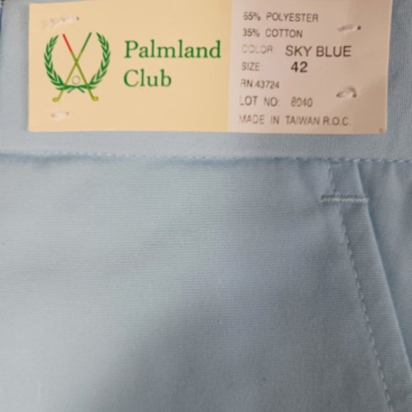 Palmland Club Men's Golf Shorts Size 42 Sky Blue Flat Front Shorts NWT - Picture 5 of 6